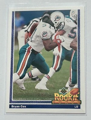 Bryan Cox 1991 Upper Deck Rookie Force Rookie RC Miami Dolphins Football #607 - Image 1 of 4