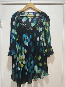 Catherine’s 2XL WP 22/24 WP Bluse gepunktet Plissee Glockenärmel skurril - Bild 1 von 5