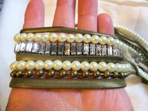 Long Chico's Gold Tone Multi Strand Necklace Rhinestones Faux Pearl GORGEOUS! - Picture 1 of 7