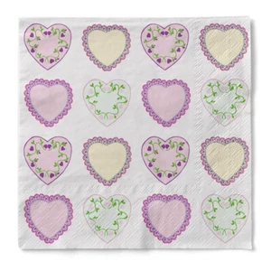 Tissue Serviette Sweet love in Rosa 33 x 33 cm, 20 Stück - Tischdeko Herzen - Bild 1 von 6