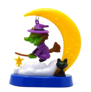 New Solar-Powered Halloween Swinging Witch with Moon and Cat - Picture 1 of 2