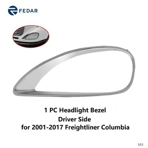 Chrome Plastic Headlight Bezel For 2001-2017 Freightliner Columbia Driver Side - Picture 1 of 3