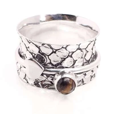 Placcato Argento Spinner Anello Handmade Gioielli Regalo Per Donna Misura Ci 8 - Immagine 1 di 3