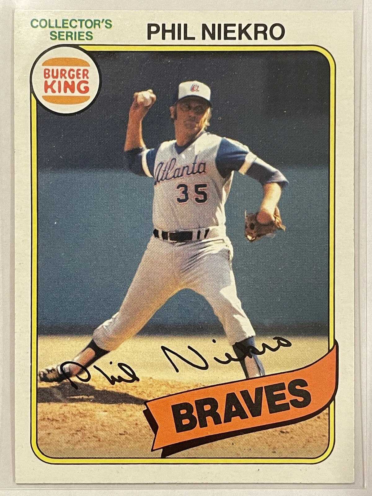 1980 Topps Burger King Pitch, Hit & Run Phil Niekro #6 Braves MLB Baseball HOF