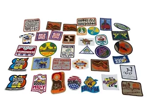Lote de 34 parches coleccionables Hilly Hundred Cyclist Bicycle Tour años 80 90 - Imagen 1 de 6