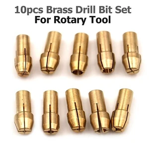 10pcs Brass Drill 0.5-3.2mm Collet Bit Set For Dremel Rotary Tool 4.8mm Shank - Picture 1 of 10