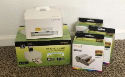 Vupoint Photo Cube compact printer, Pod iPhone iPad Android + 4 color ink - Image 1 of 2