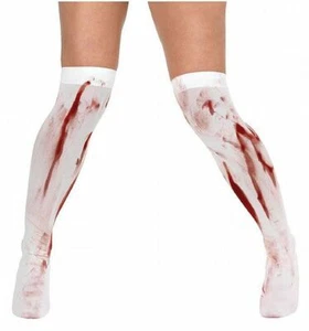 White Bloody Thigh Highs Blood Stained Stockings Hoisery One Size - Picture 1 of 1