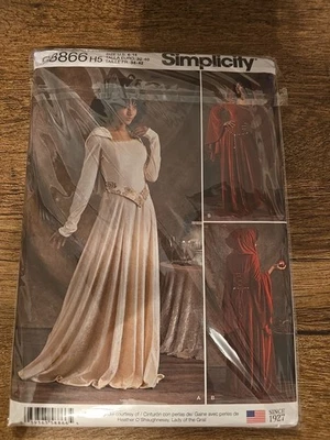 Simplicity Pattern #S8866 R5 Women’s Hooded Renaissance Costume Sz 6-14 Uncut - Image 1 of 2