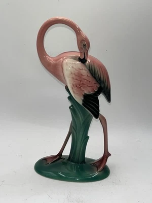 "Estatuilla de flamenco Will George Pasadena estatua plumas de acicalamiento 10""" Foto 1 de 4