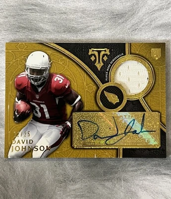 DAVID JOHNSON ROOKIE AUTO GOLD JERSEY PATCH RC 2015 TOPPS TRIPLE THREADS /25 - Image 1 of 2