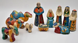 Raku Presepe Natalizio Ceramica Sudafricana Raro Disegno Foglia 11 Pezzi Firmato - Foto 1 di 24