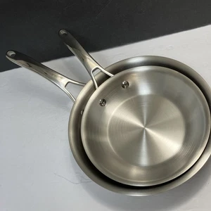 2 Kirkland Signature 10.25"-8.75" Skillet Stainless Steel Copper Clad Frying Pan - Picture 1 of 12