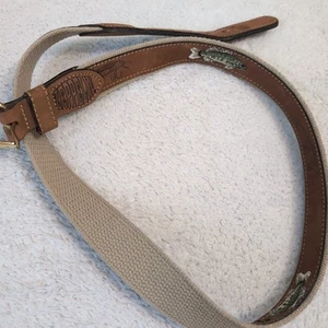 Zeppelin Mens 43" Leather Belt Fishing Boat Embroidered  Colored Fish 38 USA - Picture 1 of 4