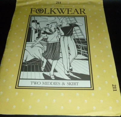 Folkwear 211 2 Middy Shirts Pleated Skirt Sailor Costume Sewing Pattern 6-16 - Image 1 of 4