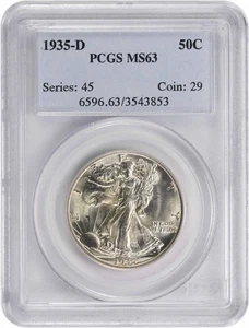 1935-D Walking Liberty Silber Half Dollar MS63 PCGS - Bild 1 von 2