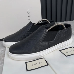 Gucci Slipon GG Monograma Cuero Negro Repujado 7 G o 7.5 EE. UU. o 41 EUR - Imagen 1 de 14