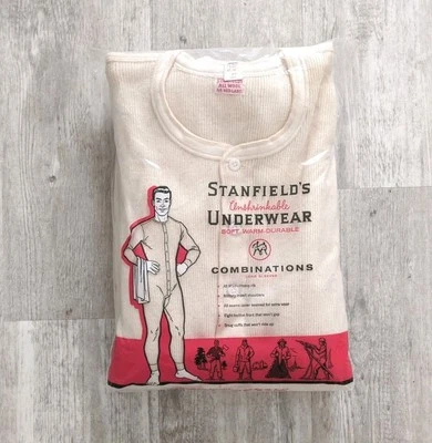 NOS Vintage 50s Stanfield's Wool Union Suit Long Underwear Johns 100% Wool Sz 44 - Image 1 of 4