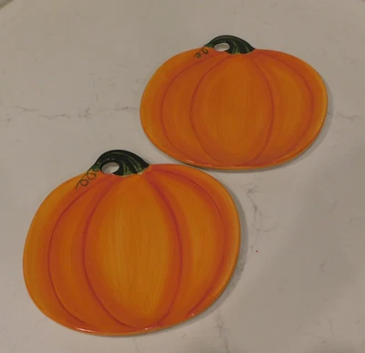 Juego de 2 platos de calabaza de cerámica de Mesa International EXCELENTE Foto 1 de 4