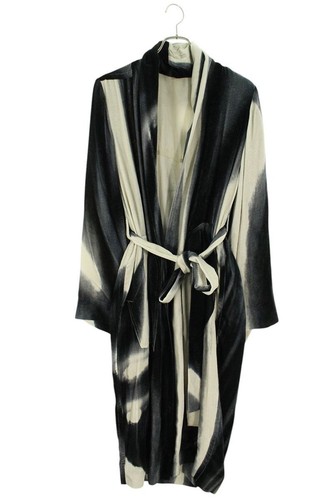 Cappotto Rick Owens IT40 nero bianco viscosa seta cintura all over