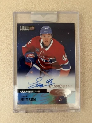 2024-25 Upper Deck Clear Cut Encased Star Quest Lane Hutson Auto - Image 1 of 2