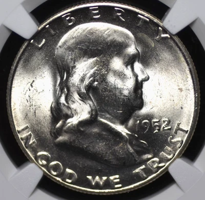 1952 S FRANKLIN HALF DOLLAR NGC MS 64 NICE SHIMMERY WHITE SATIN LUSTER, GOOD - Image 1 of 3