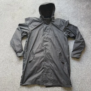 Cotton Traders Grey Trench Coat Mac Men's Size XL Hooded Cape Herringbone - Picture 1 of 12
