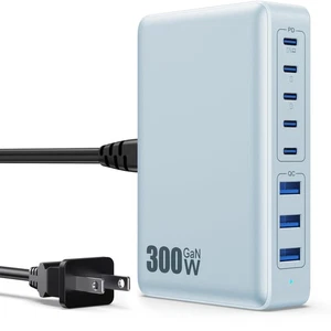 Blocco Caricabatterie USB C 300W Caricatore USB C,GaN III 8 Porte Stazione di Ricarica Rapida H... - Foto 1 di 7