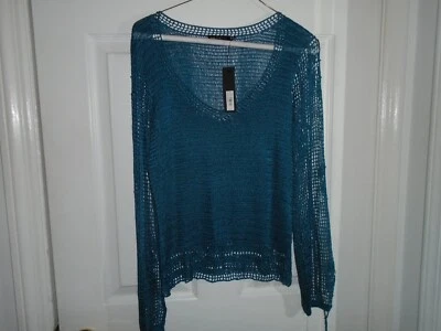 Blusa The Limited de crochê azul tamanho pequeno nova com etiquetas - Imagem 1 de 3