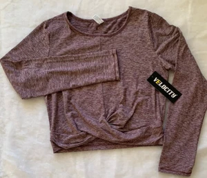 NWT  VELOCITY ACTIVE Purple Pickled Beet Cropped Knotted Top Size Large MSRP $88 - Picture 1 of 8