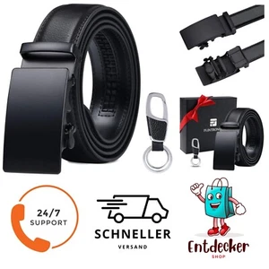 Herren Gürtel aus Leder, Automatik Ratsche, 130 cm, Schwarz mit Geschenkbox - Bild 1 von 1
