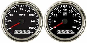 85MM GPS Speedo 160MPH Odometer +85MM Tacho RPM8000 Pulse Signals Black US STOCK - Picture 1 of 8