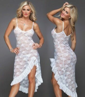 Women Sexy Lingerie Pajamas Lace Nightwear Floral Babydoll Dress Underwear - Image 1 of 2