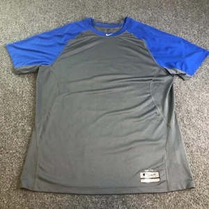 Nike Pro Combat Shirt Mens XL Gray Blue MLB Baseball Compression Gym Raglan - Imagen 1 de 10