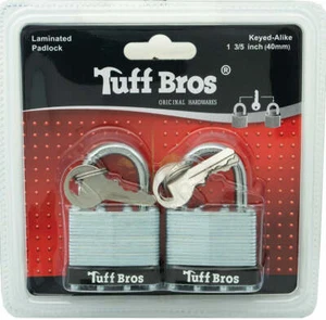 2pc 40mm Laminated Padlock Brass Tumblers Keyed Alike - Picture 1 of 1