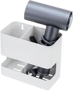 Supporto strumenti e accessori per acconciatura metallo bianco da parete con 2 slot - Foto 1 di 7