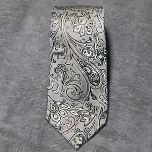 Corbata floral Countess Mara para hombre gris plateado blanco cachemira 3,5" X 58" - Imagen 1 de 15
