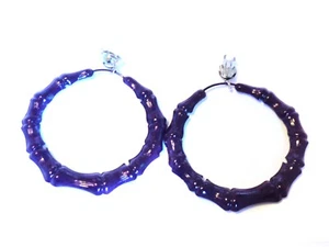 PENDIENTES CLIP PÚRPURA OSCURO COLOR BERENJENA BAMBÚ ARO PENDIENTES 3 PULGADAS - Imagen 1 de 2
