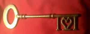 Vintage Brass Key Unusually Large Heavy 2.6 lb., 13 in., With Heart - Picture 1 of 4