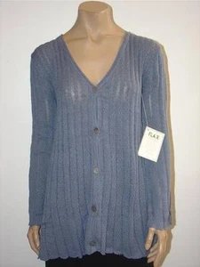 Nuevo con etiquetas Suéter Cartigano Algodón Ancho Acosado LARGO Talla S/M - M/L $138 AZUL - Imagen 1 de 3