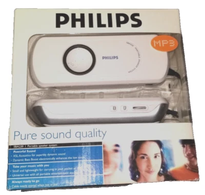 Altavoz portátil Philips Pure Sound sistema de base baja SBA220 con cable conector de 3,5 mm nuevo Foto 1 de 3