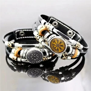 Viking multilayer Bracelet, Viking Leather/Glass Bracelet, Viking beads Bracelet