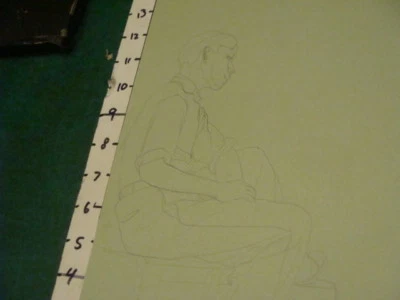  FIRMADO - LOUIS FERON dibujo de joven costarricense -- años 30/40 SENTADO  Foto 1 de 2