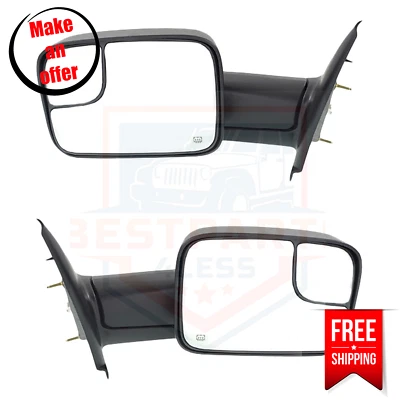 Kool Vue CH1320228 CH1321228 Mirror Set of 2 Left Right Side for 03-09 Dodge Ram - Image 1 of 4