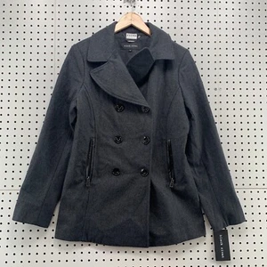 NEW Black Rivet Wool Blend Pea Coat Womens Medium Fits 20x30 NWT - Picture 1 of 21
