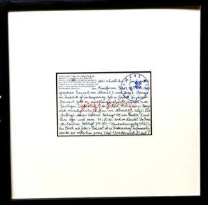 JOSEPH BEUYS Werbekarte Fluxusplatte HANDSIGNIERT+ STEMPEL mit Rahmen Zertifikat - Bild 1 von 5