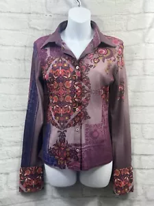 Ipse Gazebo Mesh Blouse Made in Italy Purple Red Sheer Size 8 Top Elegant Light - Picture 1 of 11