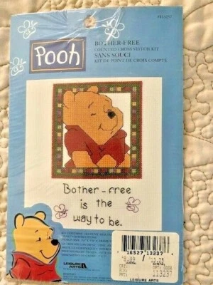 Disney Winnie the Pooh Leisure Arts Cross Stitch Kit Bother Free Is the Way to B - Image 1 of 2