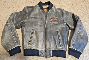 Mens XS Harley Davidson Motorcycle 1903 Milwaukee Gray Distressed Leather Jacket - Picture 1 of 11