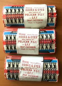 Vintage NEWEY’S IMPERIAL HOOK & EYES Size 1 Snap Fasteners-3 Packs of 24 Avail. - Picture 1 of 3